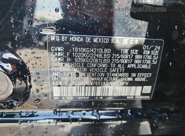 3CZRZ2H34RM765143 2024 HONDA HR-V Black Vista interior de 360 grados