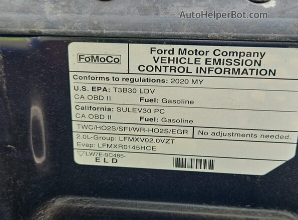 3FA6P0LU1LR149452 2020 FORD FUSION  