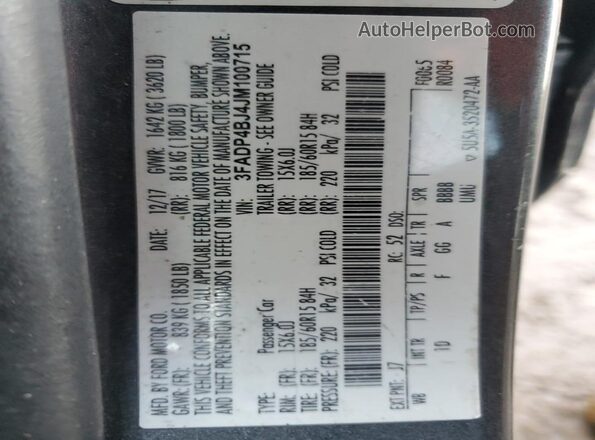 3FADP4BJ4JM100715 2018 FORD FIESTA Gray 