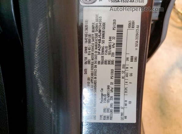 3FADP4BJ5JM134565 2018 FORD FIESTA Gray 
