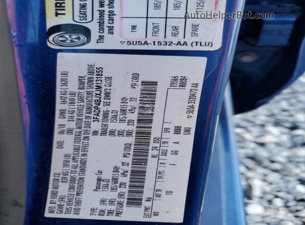 3FADP4BJXJM131855 2018 FORD FIESTA Blue 