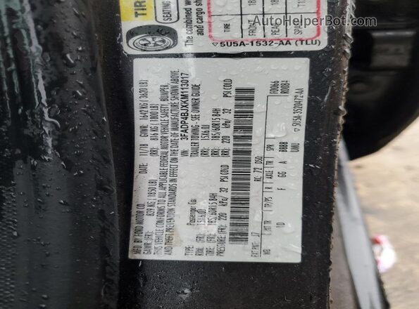 3FADP4BJXKM113017 2019 FORD FIESTA Gray VIN կոդի պիտակի տեսք