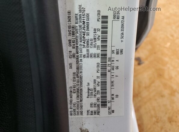 3FADP4EJ9JM115707 2018 FORD FIESTA White 