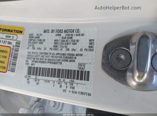 3FMCR9B61PRD60778 2023 FORD BRONCO SPORT White Շարժիչի բաժամունքի տեսք