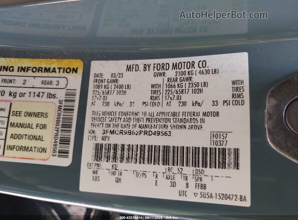 3FMCR9B62PRD49563 2023 FORD BRONCO SPORT Серый Вид подкапотного пространства
