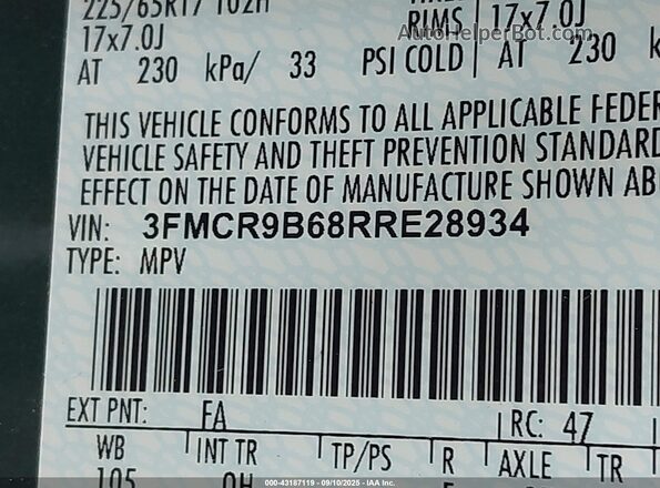 3FMCR9B68RRE28934 2024 FORD BRONCO SPORT Green 