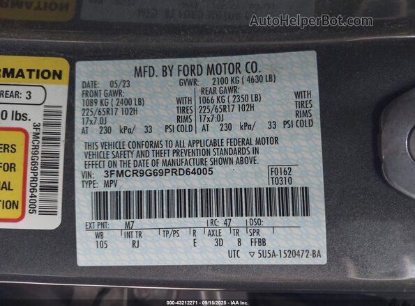 3FMCR9G69PRD64005 2023 FORD BRONCO SPORT Silver Widok komory silnika