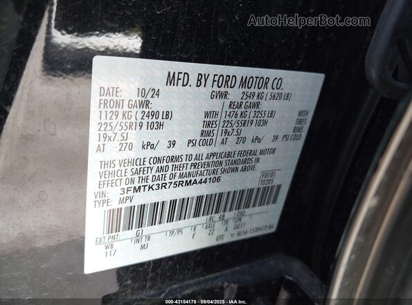 3FMTK3R75RMA44106 2024 FORD MUSTANG MACH-E PREMI Black ძრავის განყოფილების ხედი
