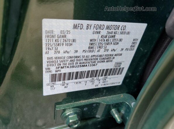 3FMTK3SU2SMA13367 2025 FORD MUSTANG MACH-E PREMI Green 