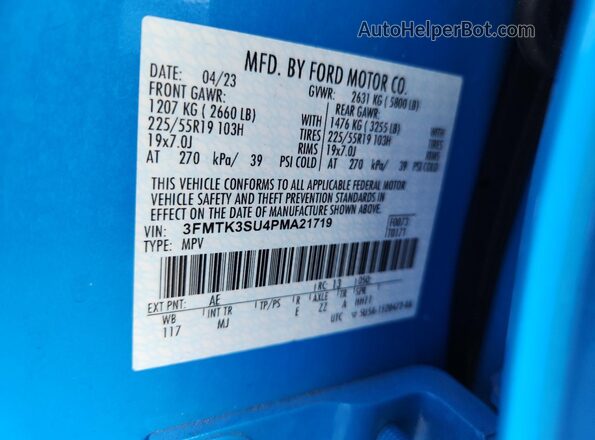 3FMTK3SU4PMA21719 2023 FORD MUSTANG MACH-E PREMI Blue 