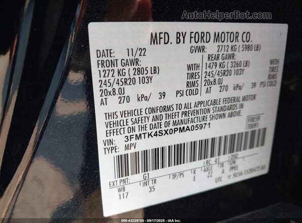 3FMTK4SX0PMA05971 2023 FORD MUSTANG MACH-E Black Widok komory silnika