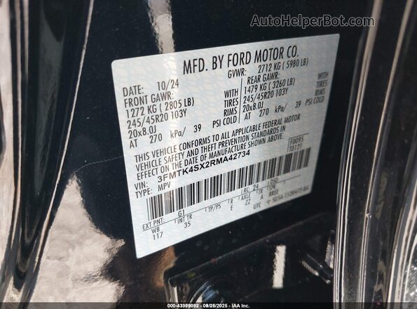 3FMTK4SX2RMA42734 2024 FORD MUSTANG MACH-E Черный Вид подкапотного пространства