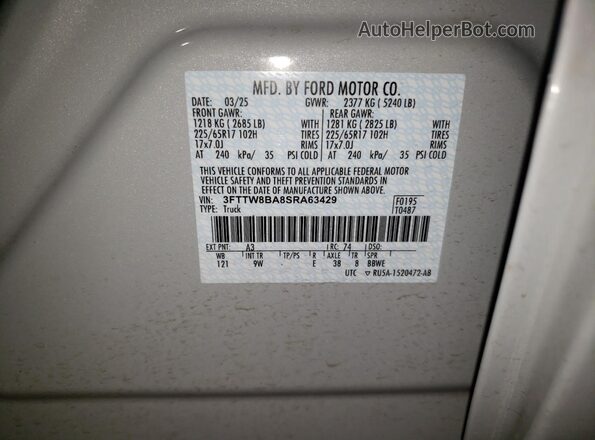 3FTTW8BA8SRA63429 2025 FORD MAVERICK Белый 