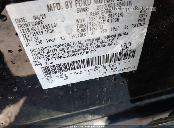3FTTW8JA5SRA96079 2025 FORD MAVERICK Black 