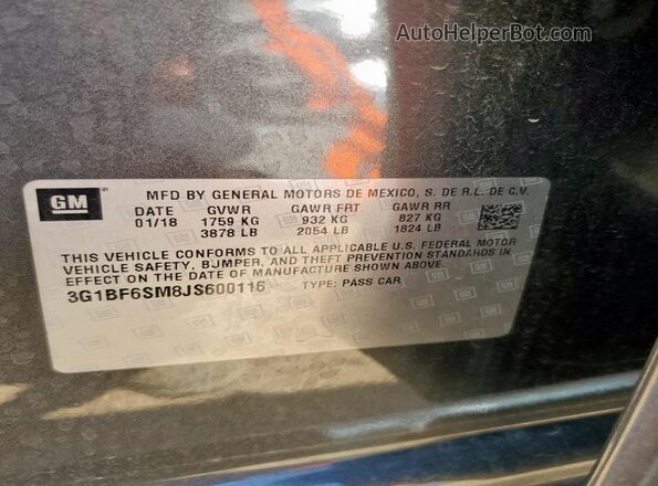 3G1BF6SM8JS600116 2018 CHEVROLET CRUZE Black 