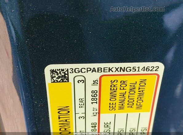 3GCPABEKXNG514622 2022 CHEVROLET SILVERADO Blue Engine compartment view