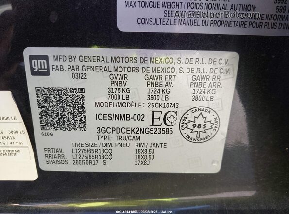 3GCPDCEK2NG523585 2022 CHEVROLET SILVERADO Gray ძრავის განყოფილების ხედი