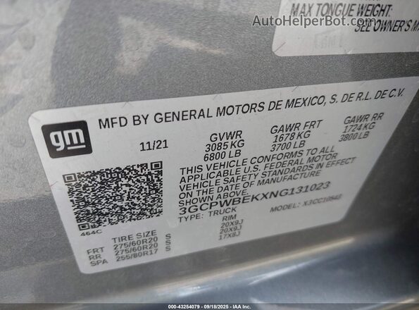 3GCPWBEKXNG131023 2022 CHEVROLET SILVERADO Серый Вид подкапотного пространства