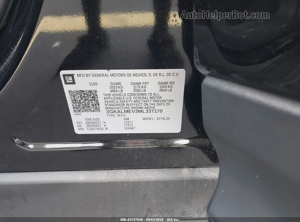 3GKALMEV3ML337170 2021 GMC TERRAIN Черный Вид подкапотного пространства