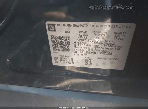 3GKALPEV4LL242195 2020 GMC TERRAIN Black Вид підкапотного простору