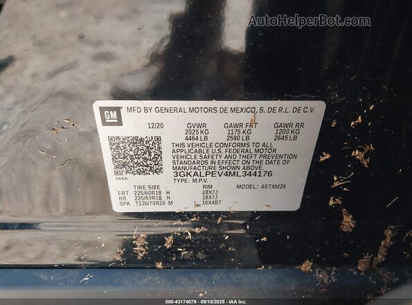3GKALPEV4ML344176 2021 GMC TERRAIN Black Widok komory silnika