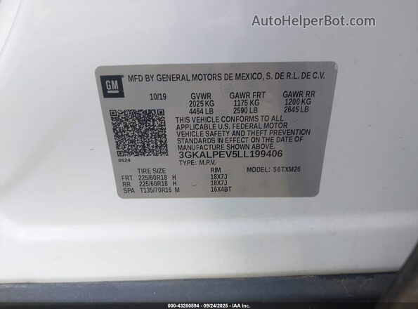 3GKALPEV5LL199406 2020 GMC TERRAIN White Engine compartment view