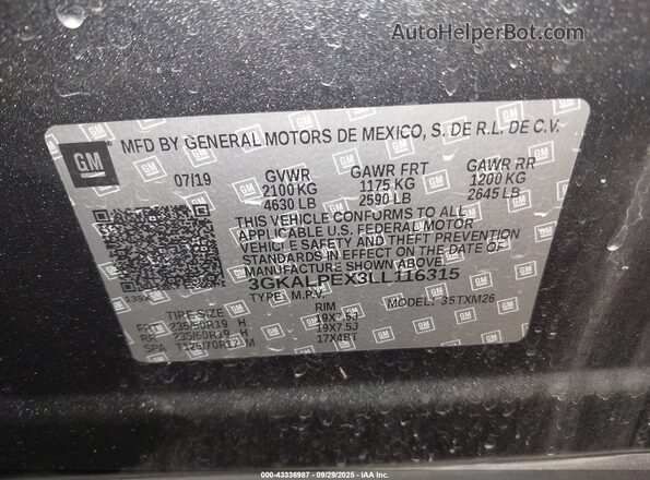 3GKALPEX3LL116315 2020 GMC TERRAIN Gray Շարժիչի բաժամունքի տեսք