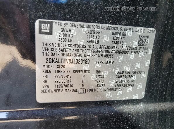 3GKALTEV8JL320189 2018 GMC TERRAIN Black 