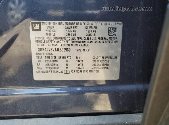 3GKALVEV1JL300930 2018 GMC TERRAIN Blue 