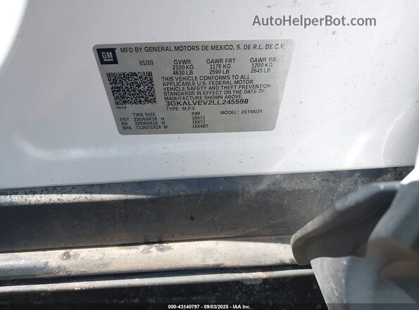 3GKALVEV2LL245598 2020 GMC TERRAIN White Engine compartment view