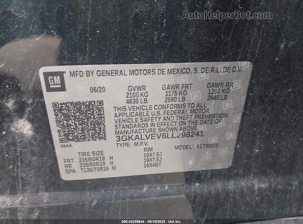 3GKALVEV6LL298241 2020 GMC TERRAIN Black Вид підкапотного простору