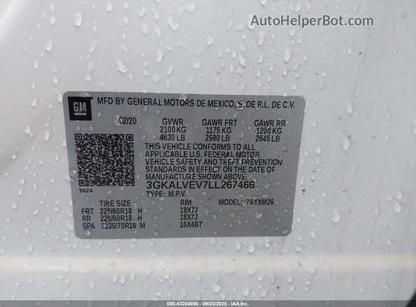 3GKALVEV7LL267466 2020 GMC TERRAIN White Вид підкапотного простору