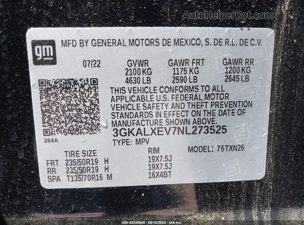 3GKALXEV7NL273525 2022 GMC TERRAIN Черный Вид подкапотного пространства