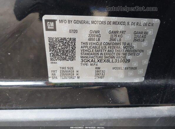 3GKALXEX8LL310029 2020 GMC TERRAIN Black Շարժիչի բաժամունքի տեսք