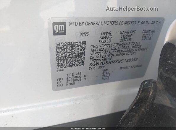 3GN7DSRRXSS188352 2025 CHEVROLET EQUINOX White 