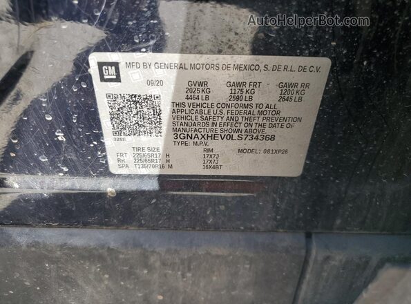 3GNAXHEV0LS734368 2020 CHEVROLET EQUINOX Blue VIN sticker view