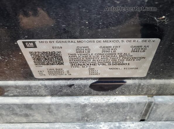 3GNAXHEV9LS508801 2020 CHEVROLET EQUINOX Black VIN sticker view