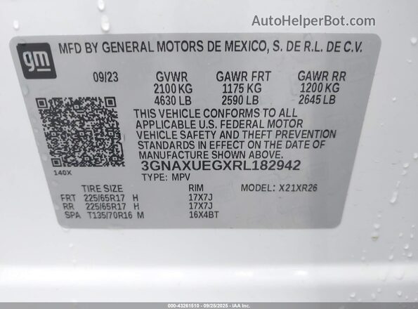 3GNAXUEGXRL182942 2024 CHEVROLET EQUINOX White Engine compartment view
