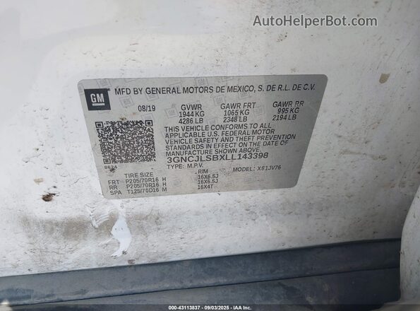3GNCJLSBXLL143398 2020 CHEVROLET TRAX White Widok komory silnika