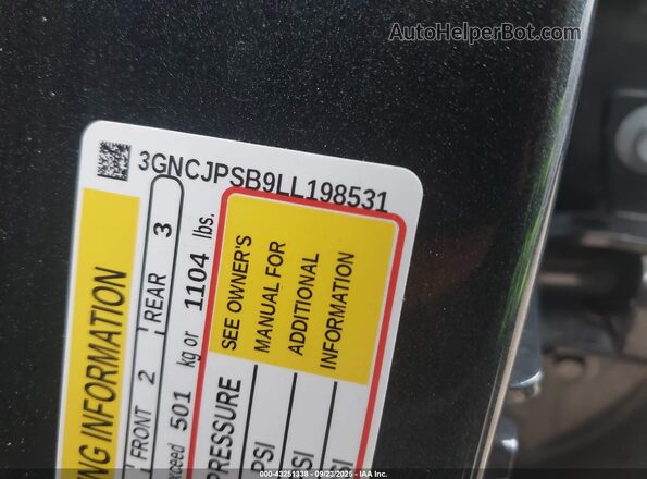3GNCJPSB9LL198531 2020 CHEVROLET TRAX Gray Вид підкапотного простору