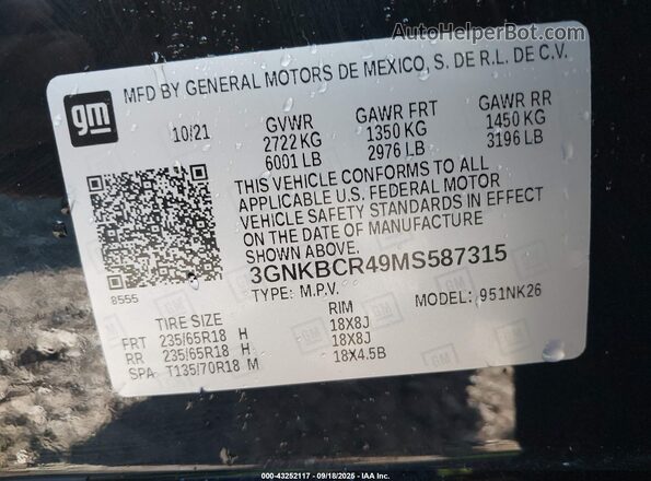 3GNKBCR49MS587315 2021 CHEVROLET BLAZER Black Engine compartment view