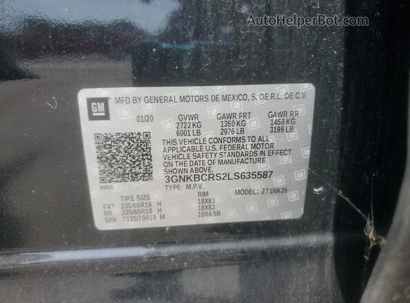3GNKBCRS2LS635587 2020 CHEVROLET BLAZER Black VIN sticker view