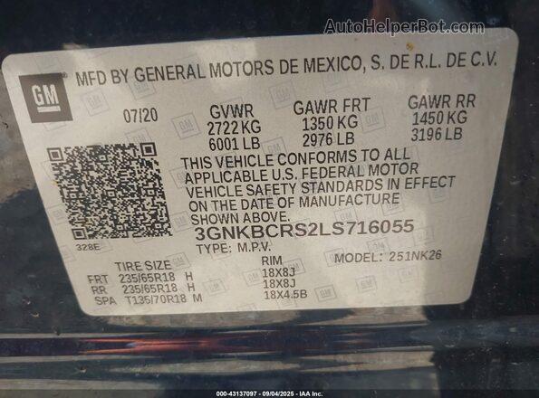 3GNKBCRS2LS716055 2020 CHEVROLET BLAZER Dark Blue ძრავის განყოფილების ხედი