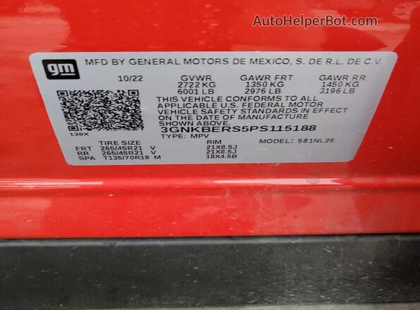 3GNKBERS5PS115188 2023 CHEVROLET BLAZER Red 