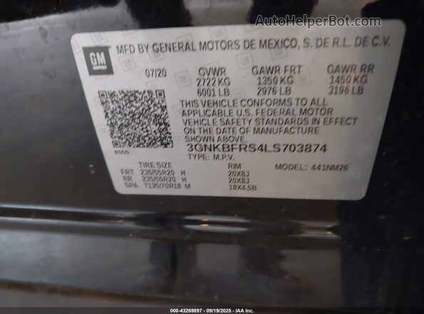 3GNKBFRS4LS703874 2020 CHEVROLET BLAZER Black Vista del compartimento del motor