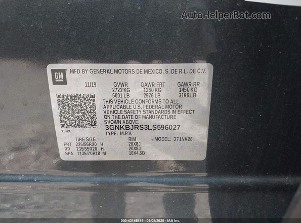 3GNKBJRS3LS596027 2020 CHEVROLET BLAZER Black Engine compartment view
