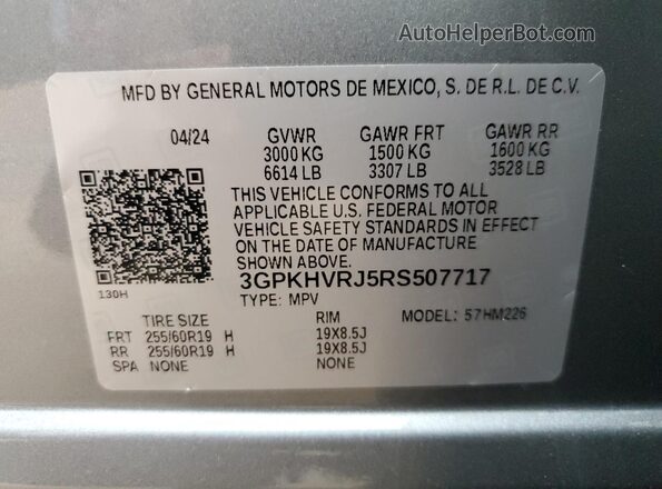 3GPKHVRJ5RS507717 2024 HONDA PROLOGUE Серебряный 