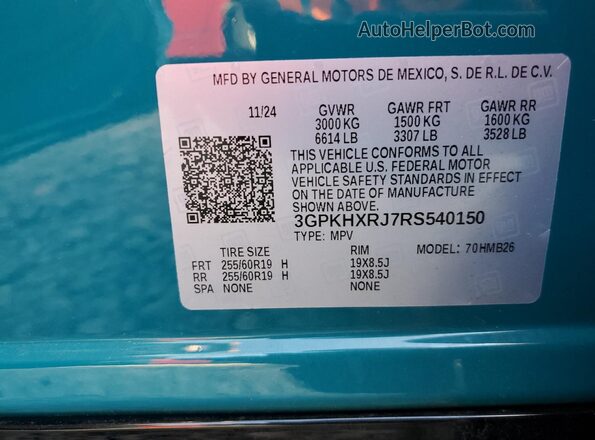 3GPKHXRJ7RS540150 2024 HONDA PROLOGUE Teal 