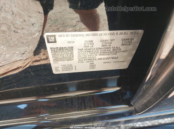 3GTP9EELXKG227652 2019 GMC SIERRA Черный Вид подкапотного пространства