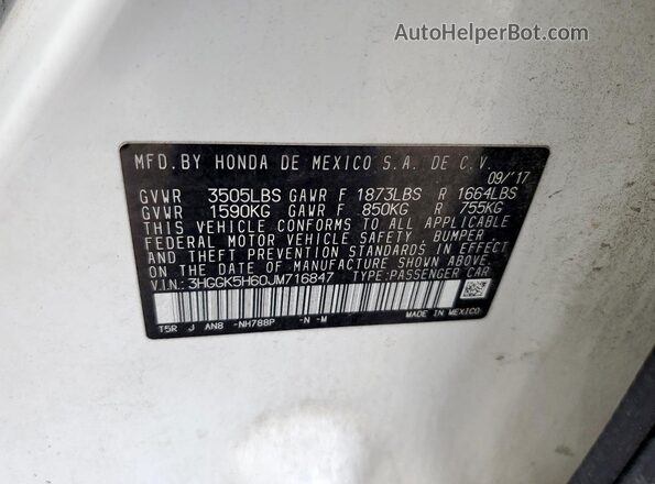 3HGGK5H60JM716847 2018 HONDA FIT Белый 